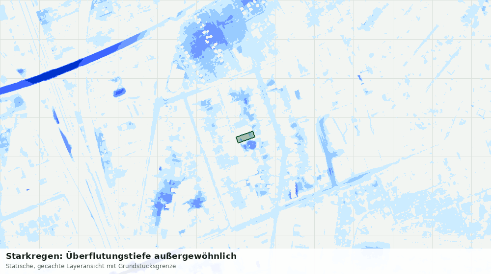 Statische Kartenansicht: Starkregen: Überflutungstiefe außergewöhnlich