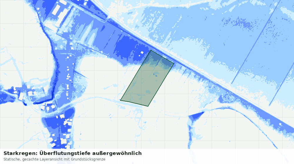 Statische Kartenansicht: Starkregen: Überflutungstiefe außergewöhnlich