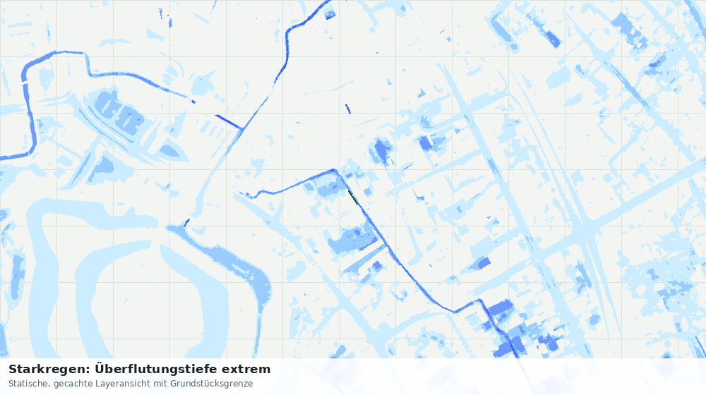 Statische Kartenansicht: Starkregen: Überflutungstiefe extrem
