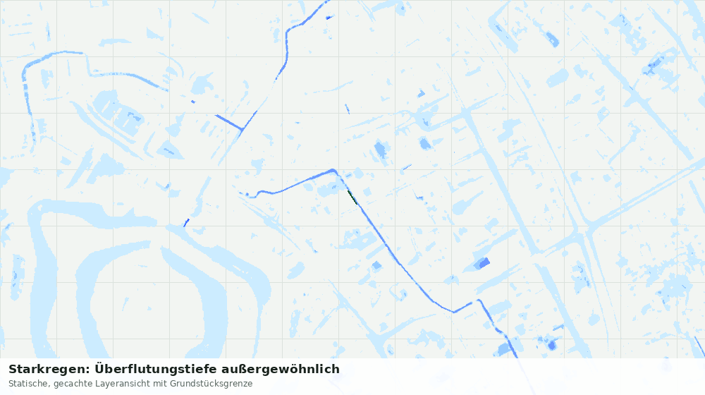 Statische Kartenansicht: Starkregen: Überflutungstiefe außergewöhnlich
