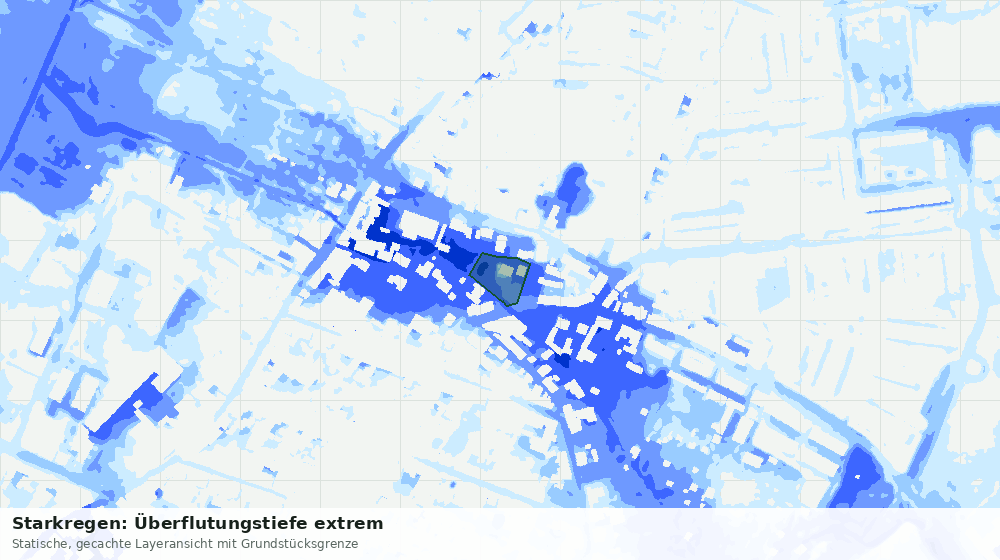 Statische Kartenansicht: Starkregen: Überflutungstiefe extrem