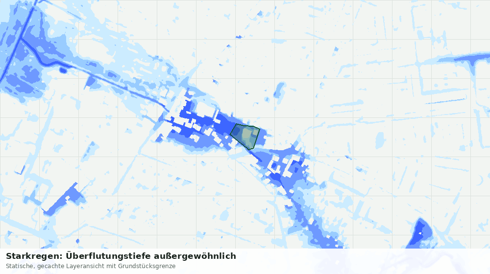 Statische Kartenansicht: Starkregen: Überflutungstiefe außergewöhnlich