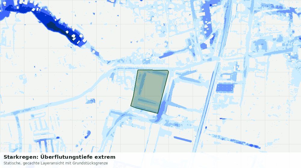 Statische Kartenansicht: Starkregen: Überflutungstiefe extrem