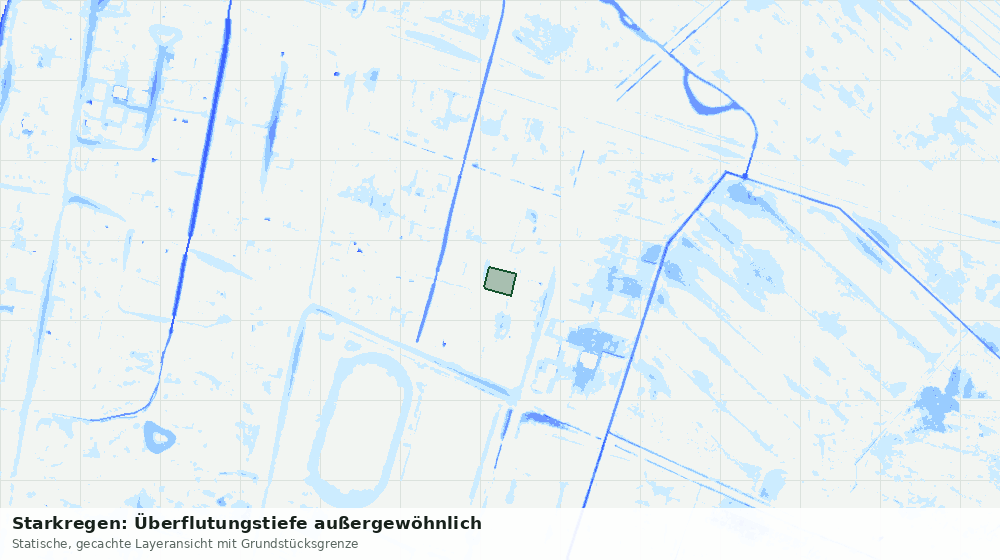 Statische Kartenansicht: Starkregen: Überflutungstiefe außergewöhnlich