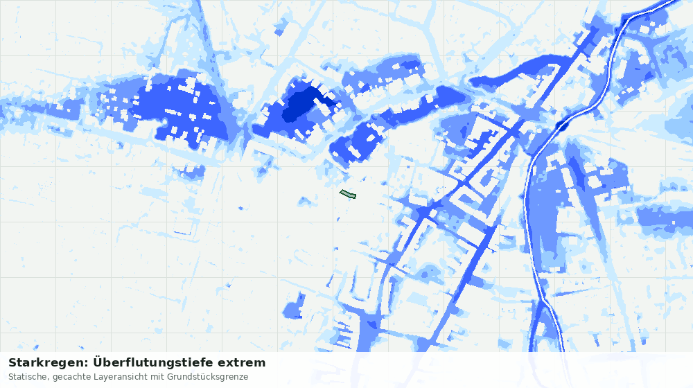 Statische Kartenansicht: Starkregen: Überflutungstiefe extrem