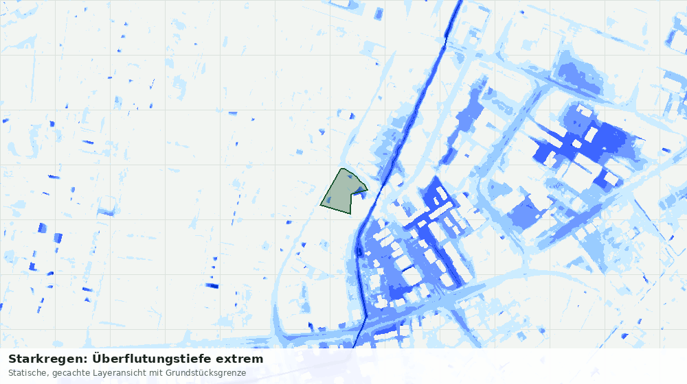 Statische Kartenansicht: Starkregen: Überflutungstiefe extrem