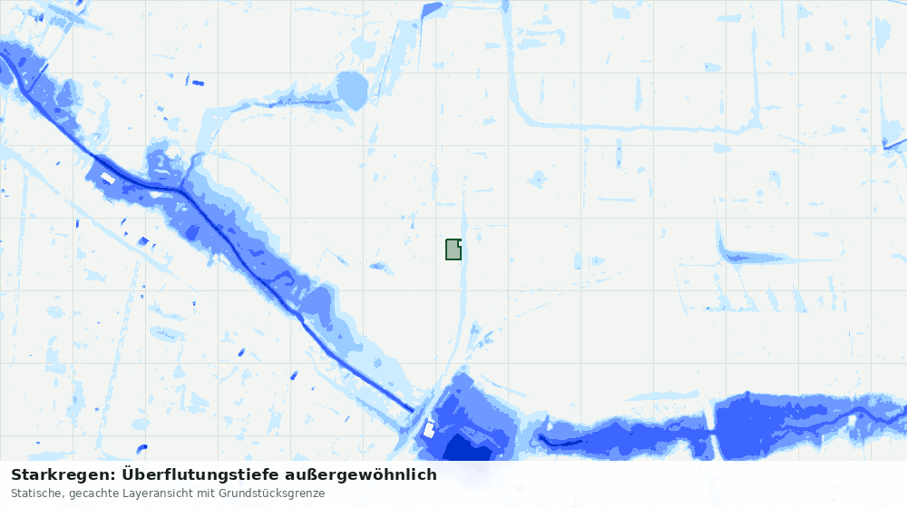 Statische Kartenansicht: Starkregen: Überflutungstiefe außergewöhnlich