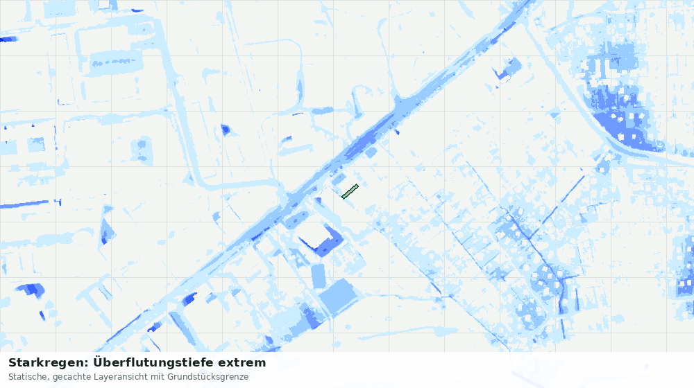 Statische Kartenansicht: Starkregen: Überflutungstiefe extrem