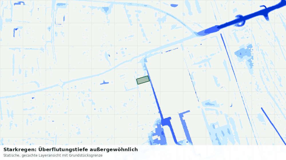 Statische Kartenansicht: Starkregen: Überflutungstiefe außergewöhnlich