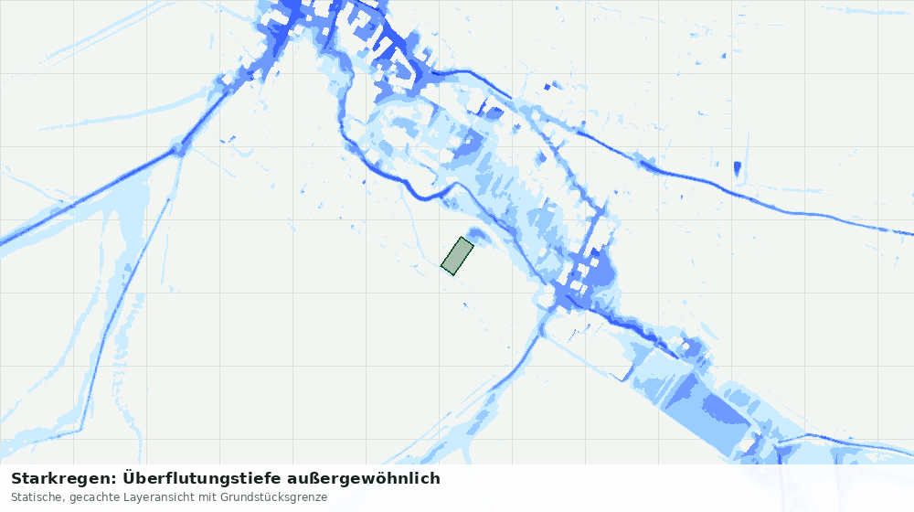 Statische Kartenansicht: Starkregen: Überflutungstiefe außergewöhnlich