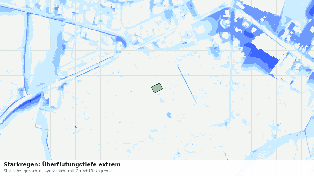 Statische Kartenansicht: Starkregen: Überflutungstiefe extrem