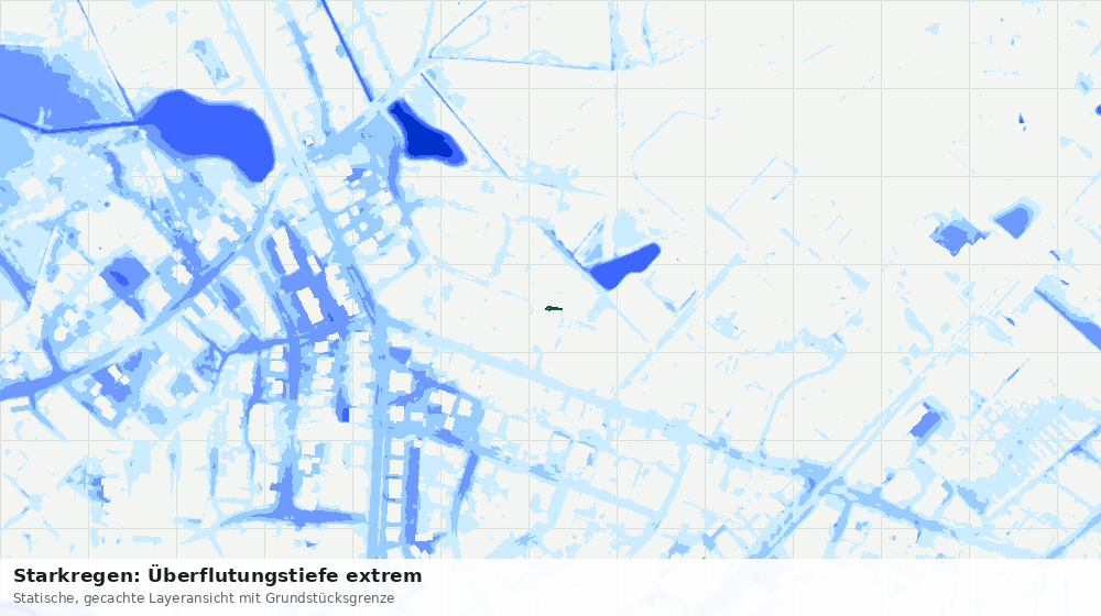 Statische Kartenansicht: Starkregen: Überflutungstiefe extrem