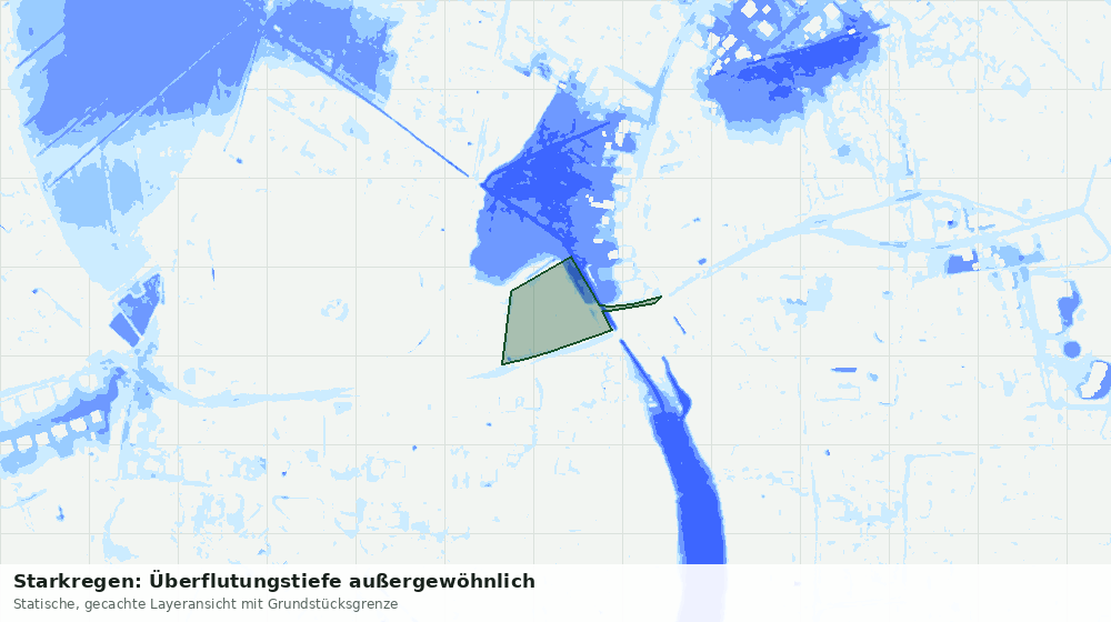 Statische Kartenansicht: Starkregen: Überflutungstiefe außergewöhnlich