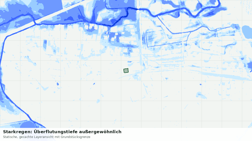Statische Kartenansicht: Starkregen: Überflutungstiefe außergewöhnlich