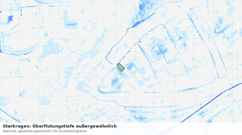 Statische Kartenansicht: Starkregen: Überflutungstiefe außergewöhnlich