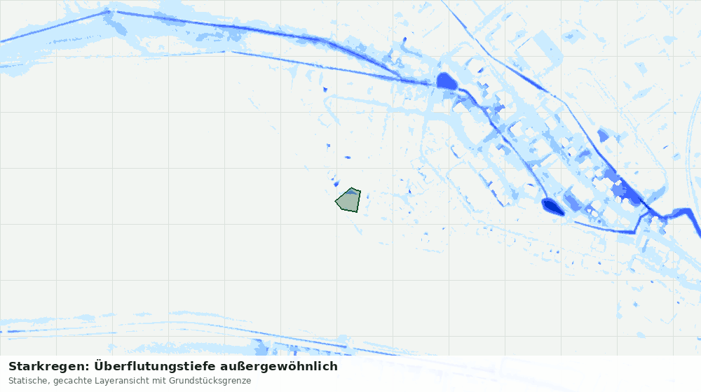 Statische Kartenansicht: Starkregen: Überflutungstiefe außergewöhnlich