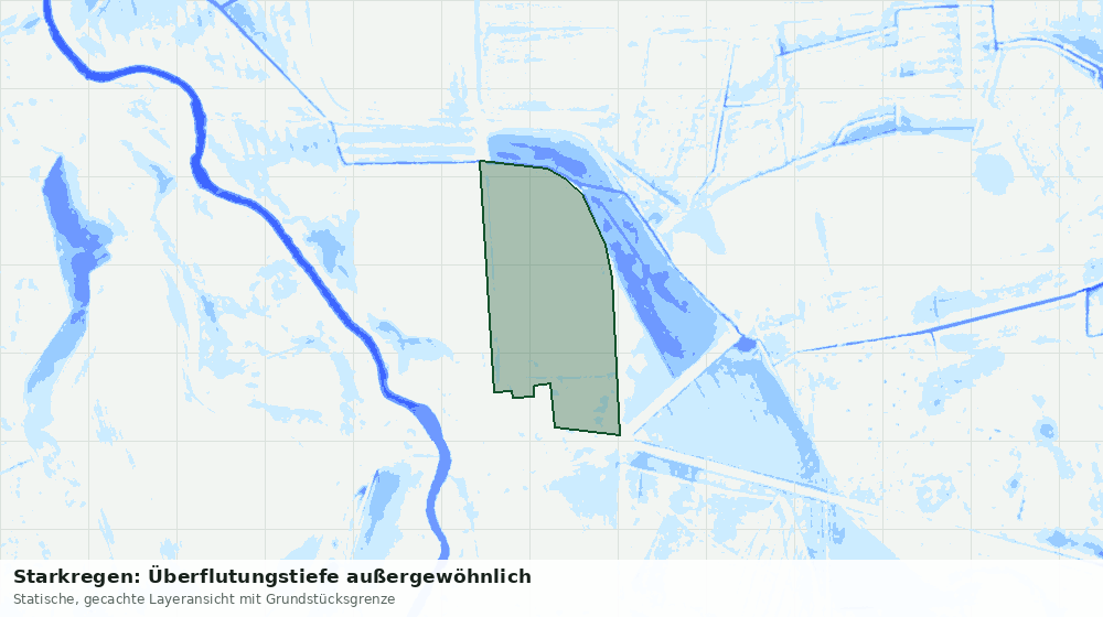 Statische Kartenansicht: Starkregen: Überflutungstiefe außergewöhnlich