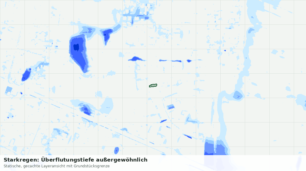 Statische Kartenansicht: Starkregen: Überflutungstiefe außergewöhnlich
