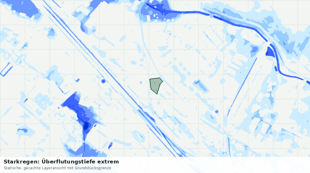 Statische Kartenansicht: Starkregen: Überflutungstiefe extrem