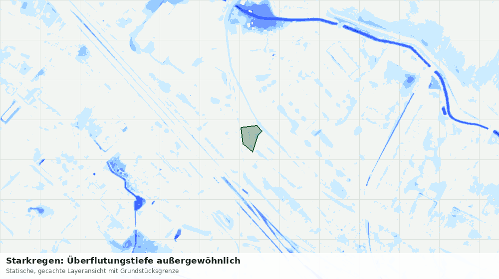 Statische Kartenansicht: Starkregen: Überflutungstiefe außergewöhnlich