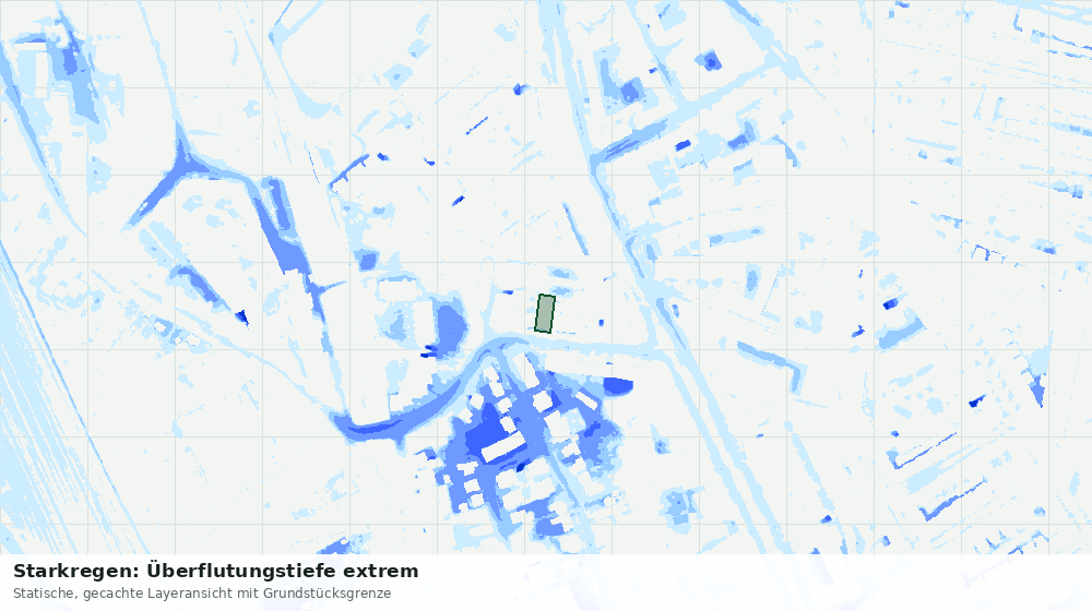 Statische Kartenansicht: Starkregen: Überflutungstiefe extrem
