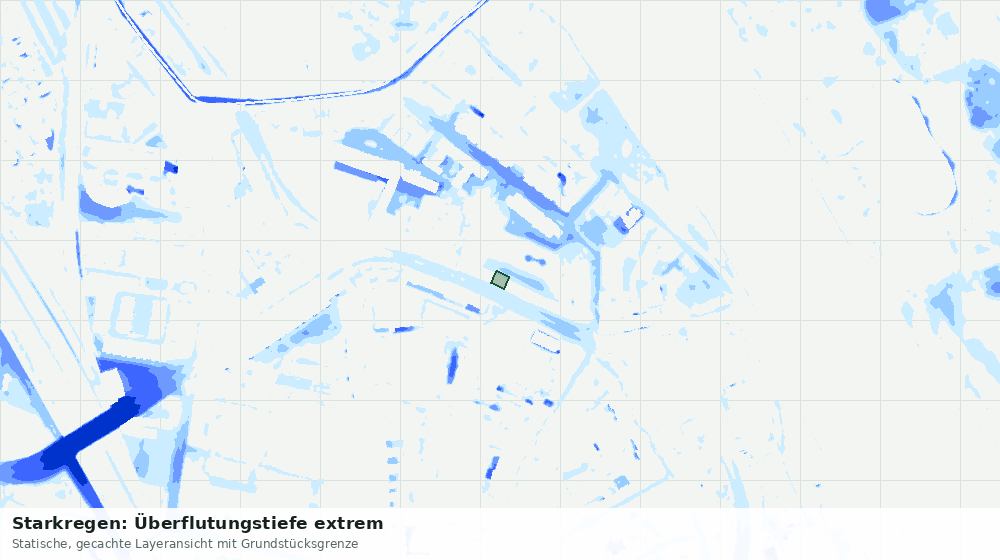 Statische Kartenansicht: Starkregen: Überflutungstiefe extrem