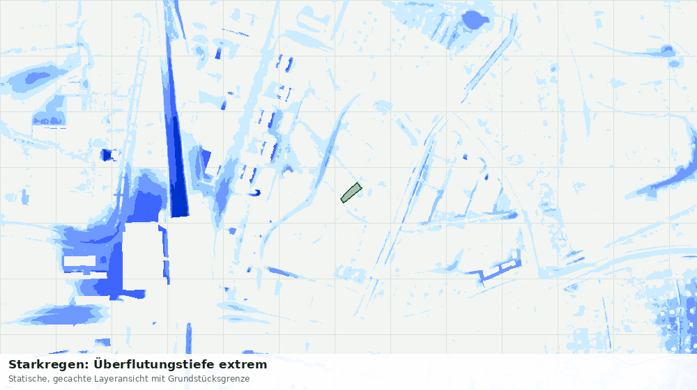 Statische Kartenansicht: Starkregen: Überflutungstiefe extrem