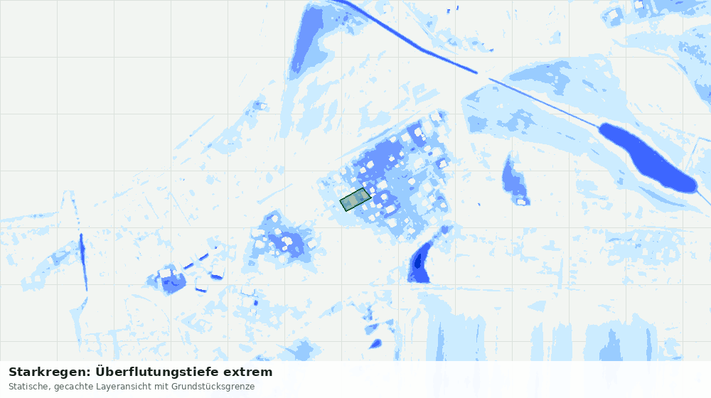 Statische Kartenansicht: Starkregen: Überflutungstiefe extrem