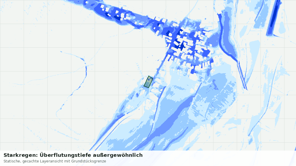 Statische Kartenansicht: Starkregen: Überflutungstiefe außergewöhnlich