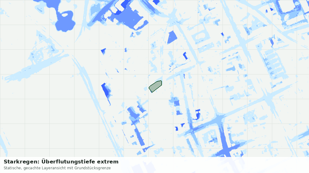 Statische Kartenansicht: Starkregen: Überflutungstiefe extrem