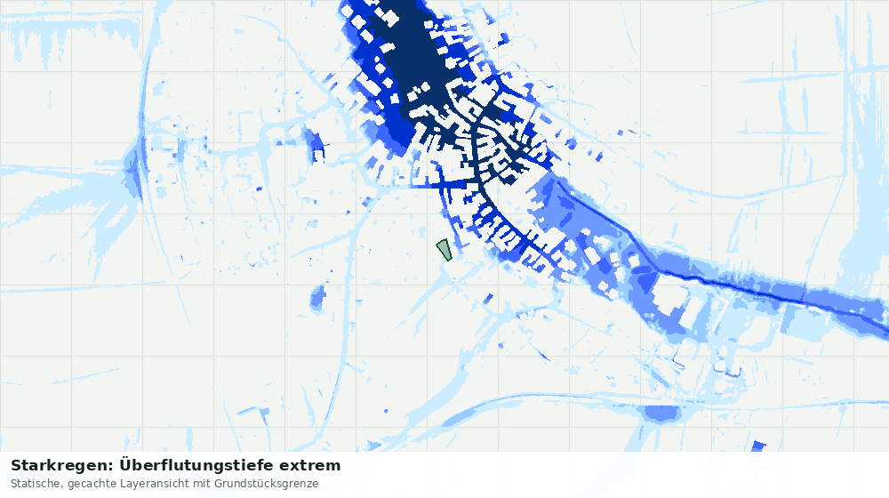 Statische Kartenansicht: Starkregen: Überflutungstiefe extrem