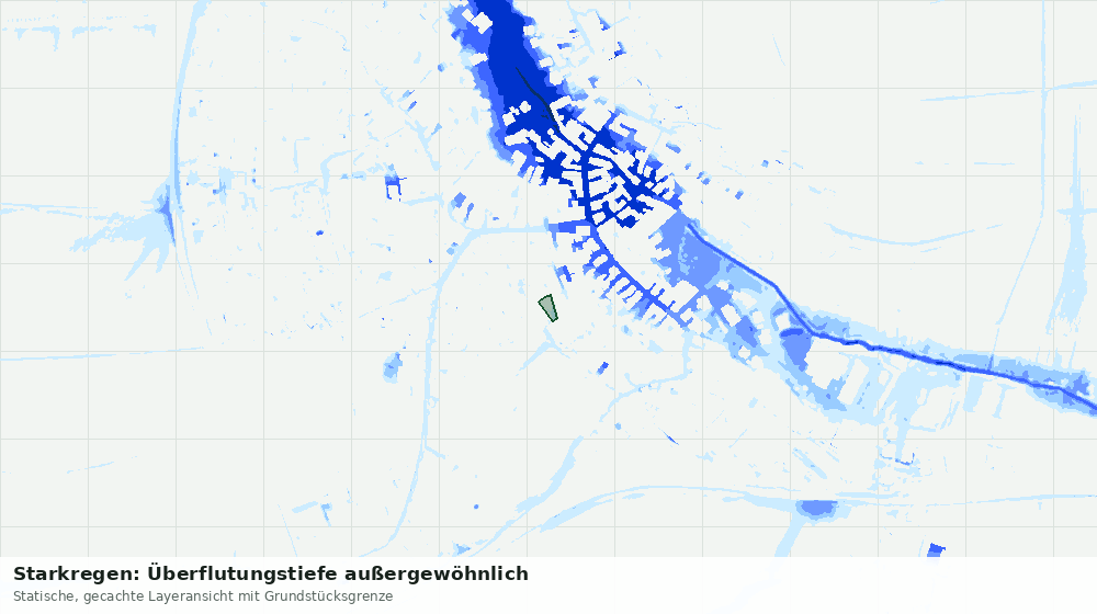 Statische Kartenansicht: Starkregen: Überflutungstiefe außergewöhnlich