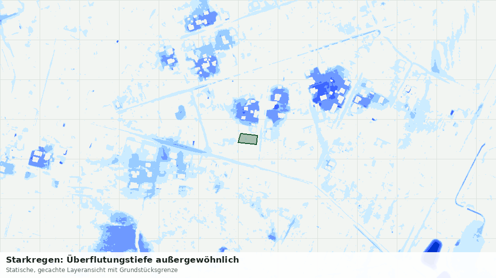 Statische Kartenansicht: Starkregen: Überflutungstiefe außergewöhnlich