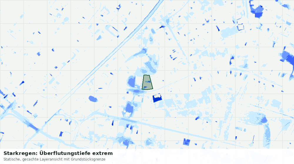 Statische Kartenansicht: Starkregen: Überflutungstiefe extrem