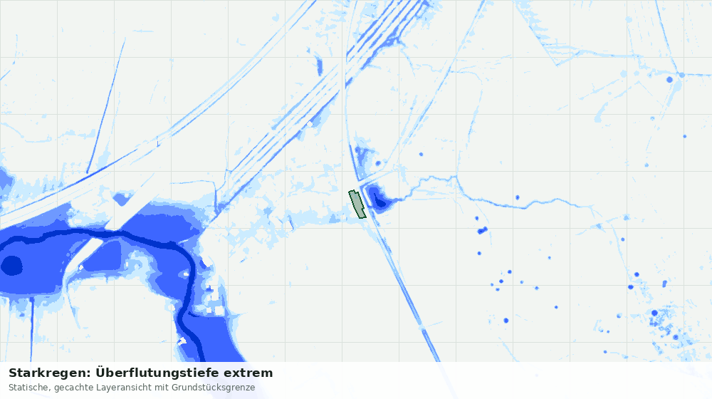 Statische Kartenansicht: Starkregen: Überflutungstiefe extrem