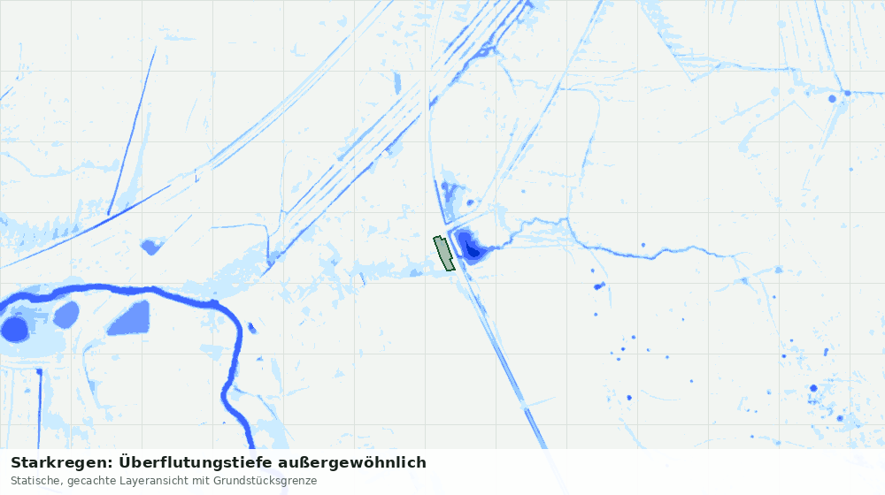Statische Kartenansicht: Starkregen: Überflutungstiefe außergewöhnlich
