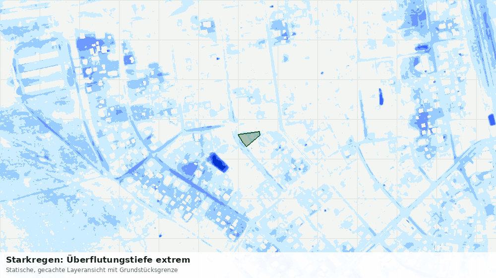 Statische Kartenansicht: Starkregen: Überflutungstiefe extrem