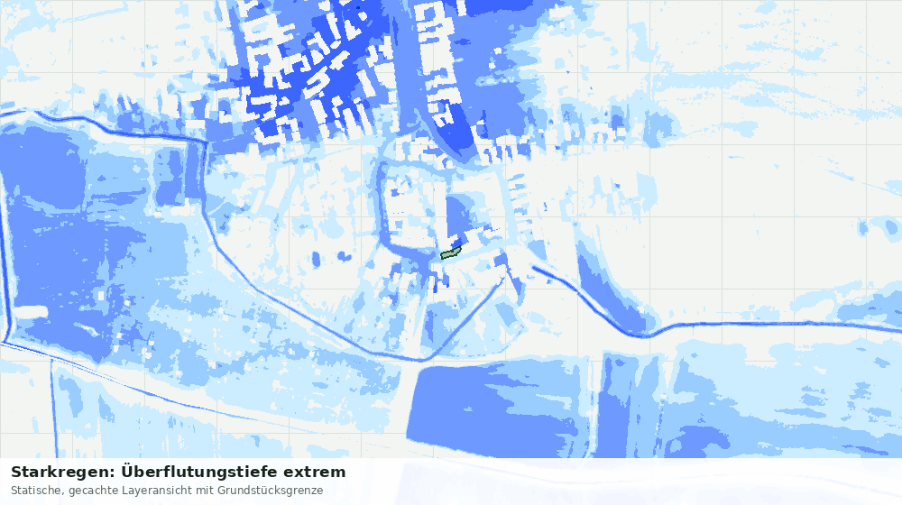 Statische Kartenansicht: Starkregen: Überflutungstiefe extrem
