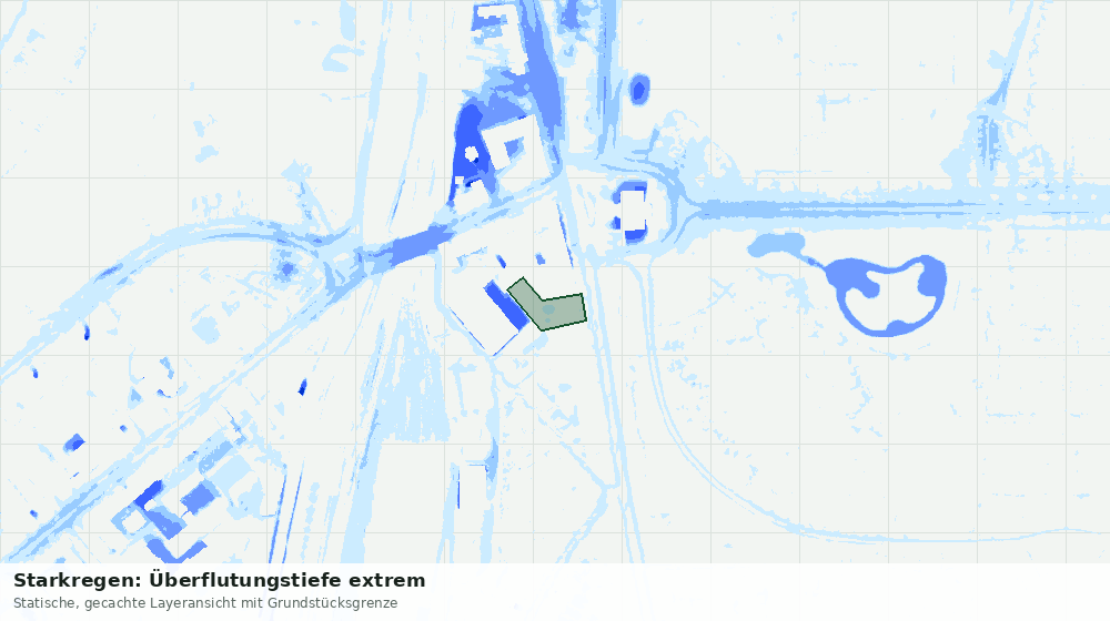 Statische Kartenansicht: Starkregen: Überflutungstiefe extrem