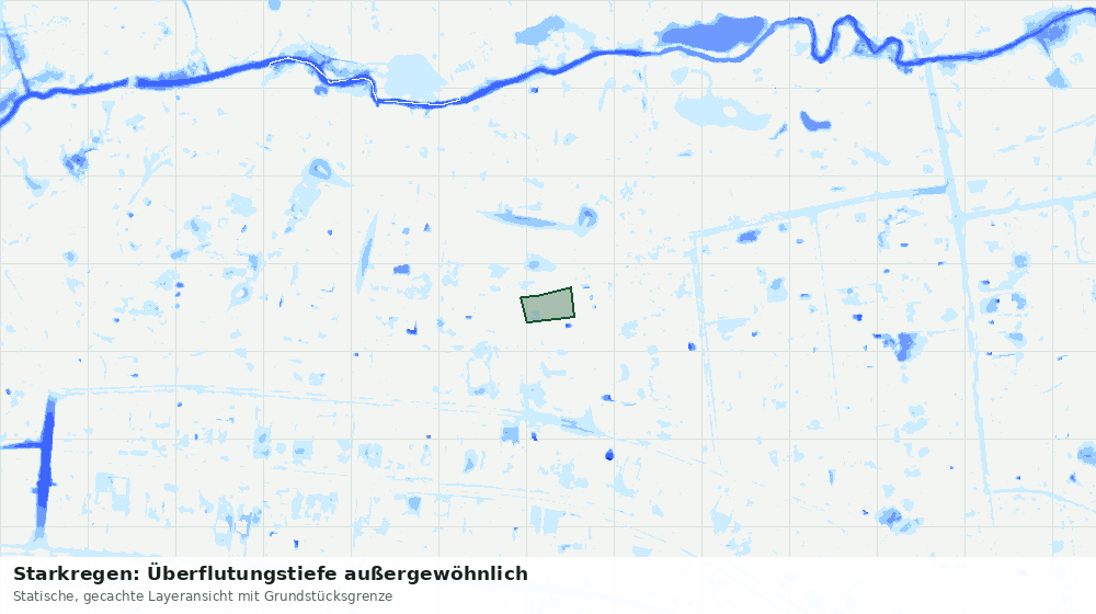 Statische Kartenansicht: Starkregen: Überflutungstiefe außergewöhnlich