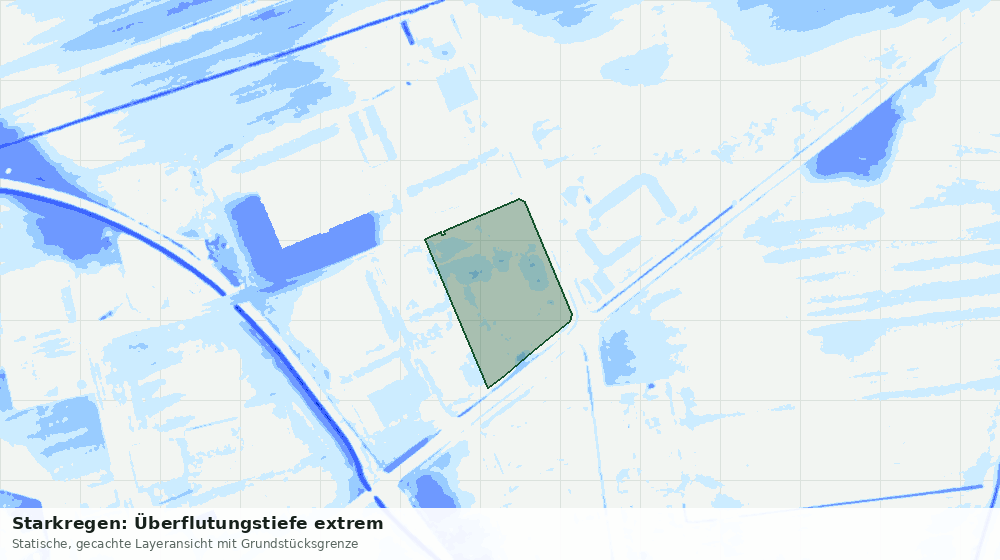 Statische Kartenansicht: Starkregen: Überflutungstiefe extrem