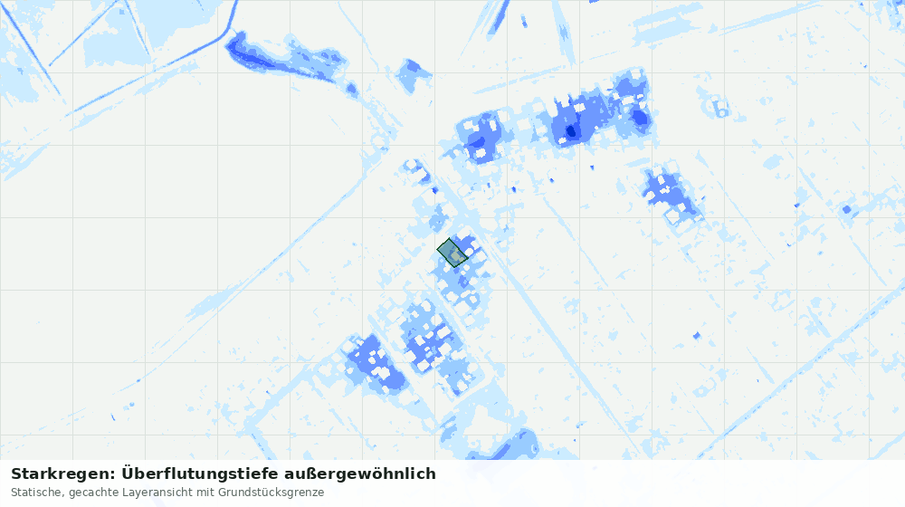 Statische Kartenansicht: Starkregen: Überflutungstiefe außergewöhnlich