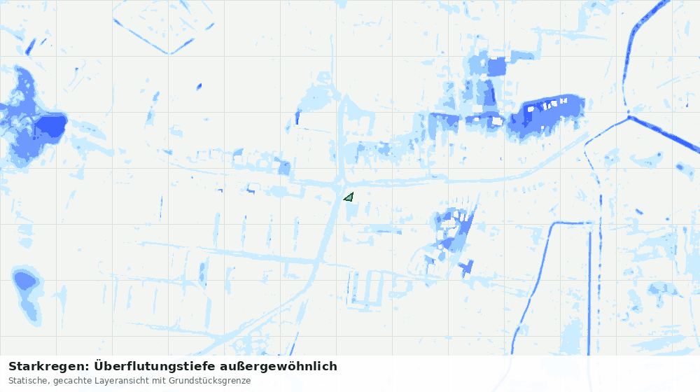 Statische Kartenansicht: Starkregen: Überflutungstiefe außergewöhnlich