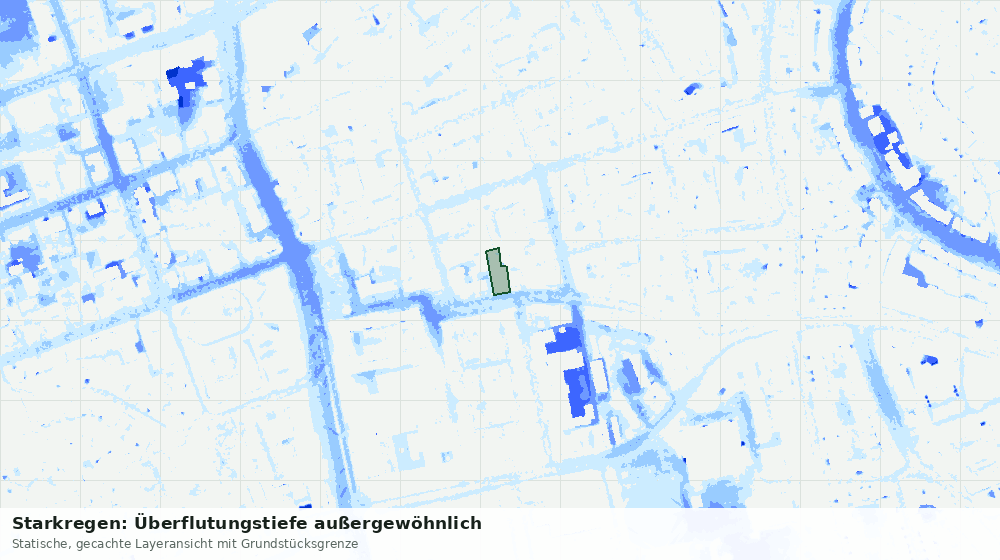 Statische Kartenansicht: Starkregen: Überflutungstiefe außergewöhnlich
