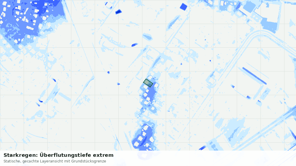 Statische Kartenansicht: Starkregen: Überflutungstiefe extrem