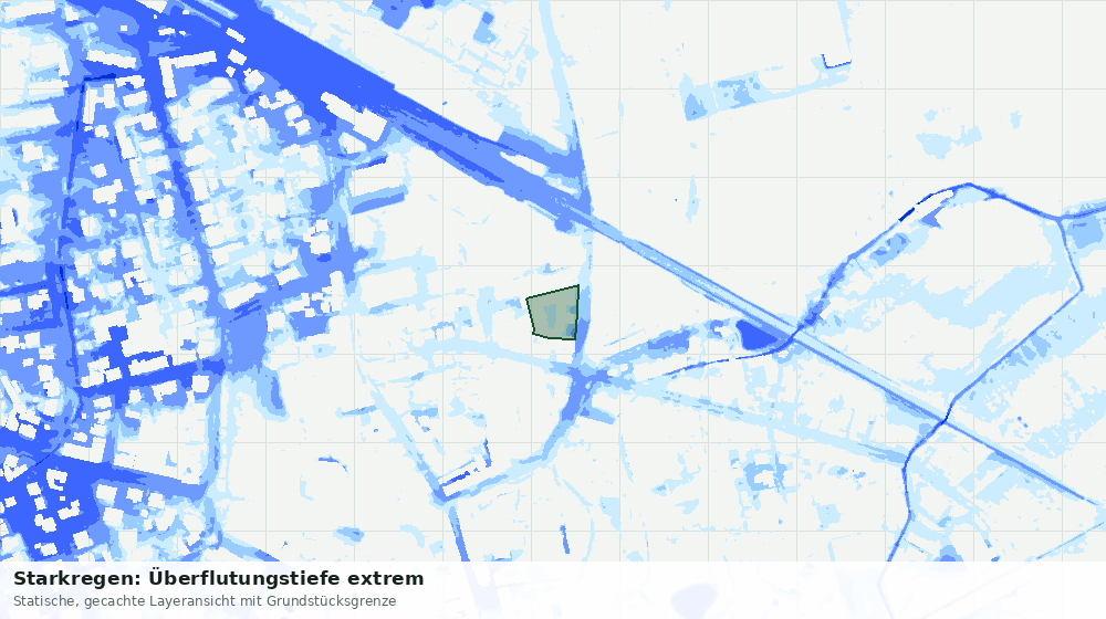 Statische Kartenansicht: Starkregen: Überflutungstiefe extrem