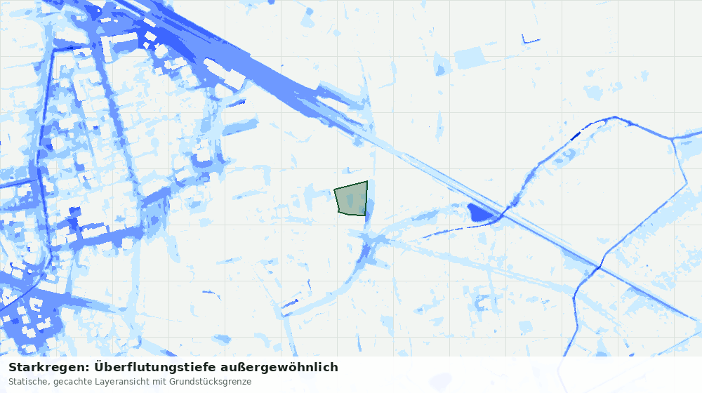 Statische Kartenansicht: Starkregen: Überflutungstiefe außergewöhnlich