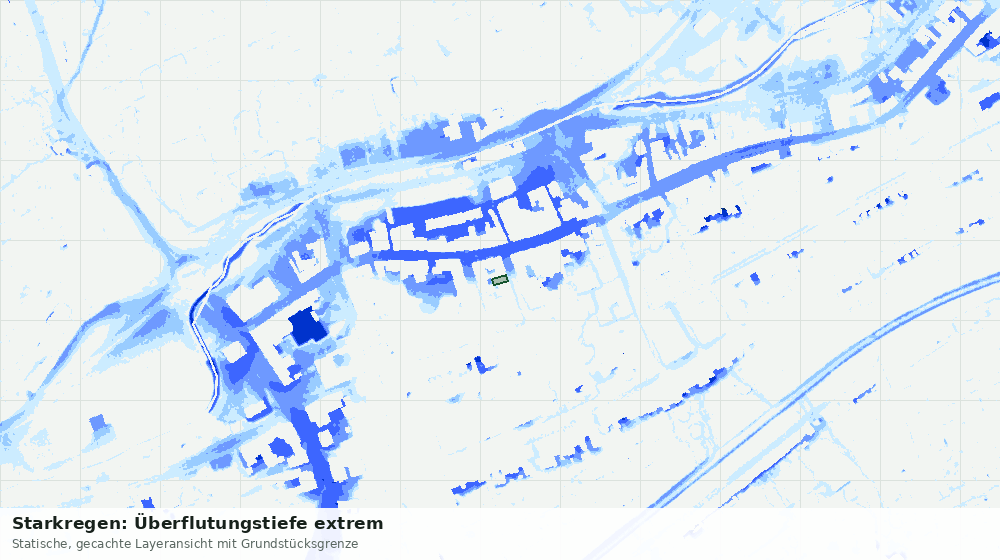 Statische Kartenansicht: Starkregen: Überflutungstiefe extrem