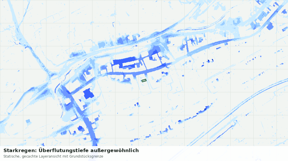 Statische Kartenansicht: Starkregen: Überflutungstiefe außergewöhnlich