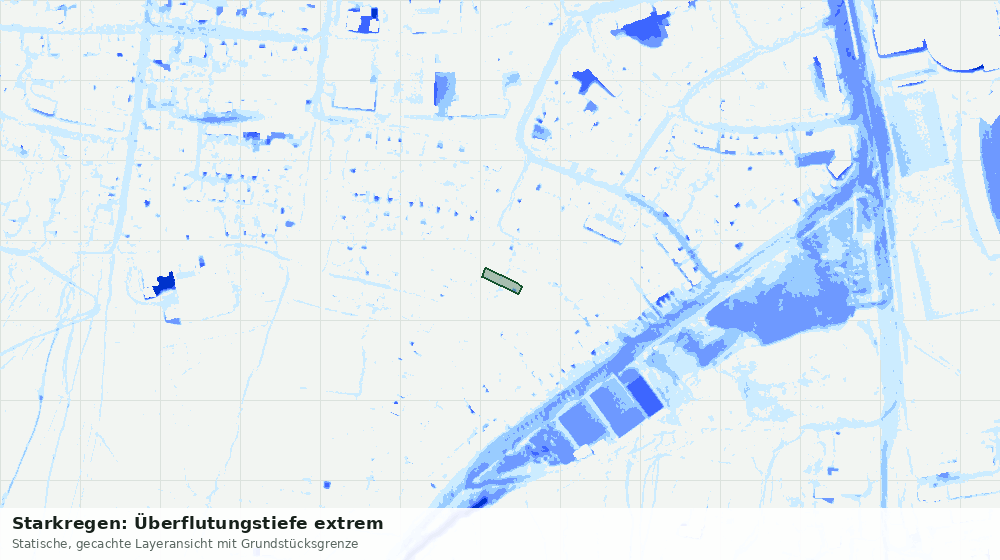 Statische Kartenansicht: Starkregen: Überflutungstiefe extrem